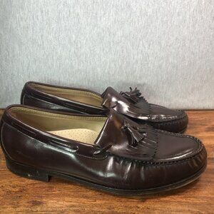SAS Mens Size 13 M Burgundy Kiltie Tassel Leather Loafer Slip‎ On Dress Shoes